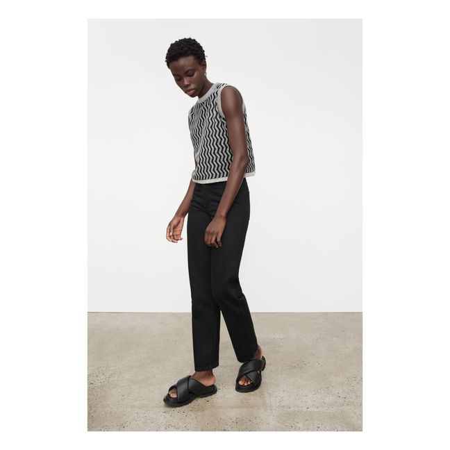 Pull Manches Courtes Zig Zag Coton Bio | Blanc