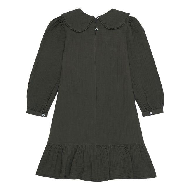Kleid Matilda aus verantwortungsbewusster Baumwolle | Dunkelgrün