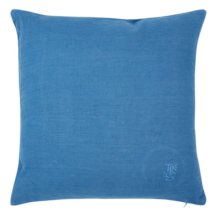 Cojín de lino bordado | Azul- Imagen del producto n°4
