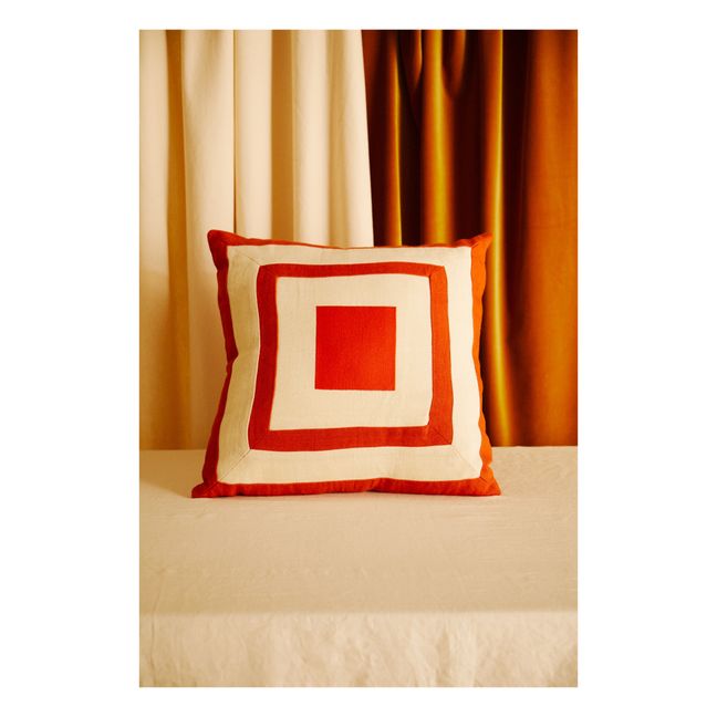 Coussin en lin brodé | Rouge