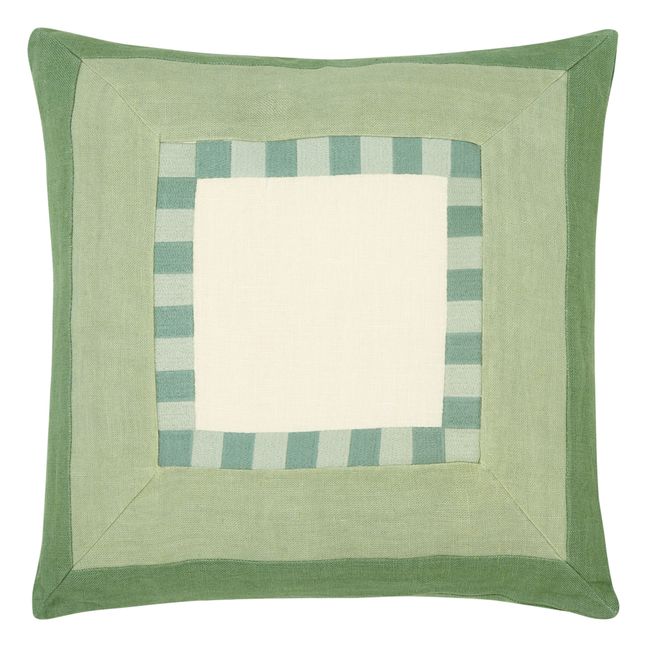 Coussin en lin brodé | Grün