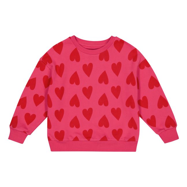 Organic cotton sweatshirt Edith hearts | Pink