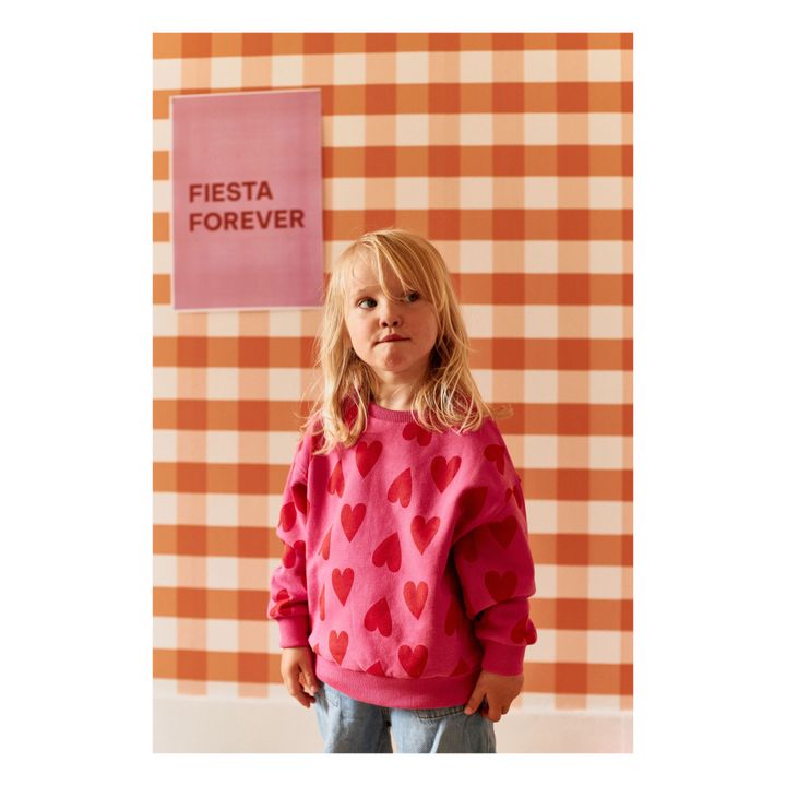 Sweatshirt aus Bio-Baumwolle Herzen Edith | Rosa- Produktbild Nr. 1