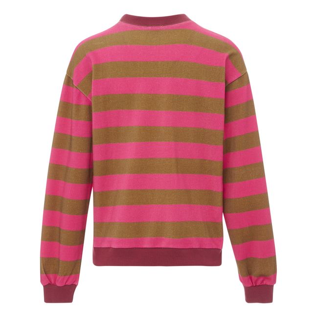 Sweatshirt Bio-Baumwolle gestreift Marine - Damenkollektion  | Rosa