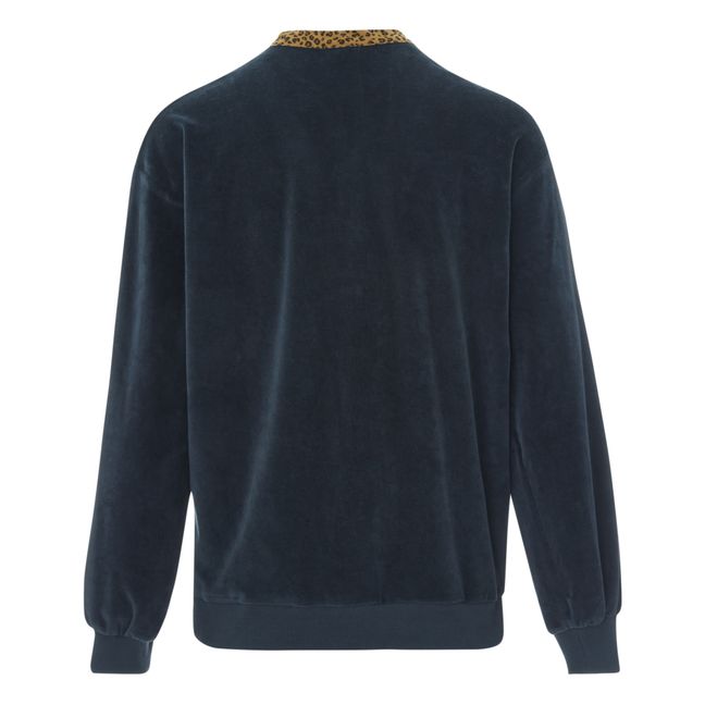 Chloé Sweatshirt aus Baumwollsamt mit Garbadine-Kragen - Damenkollektion | Blau