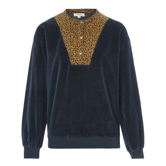Chloé Sweatshirt aus Baumwollsamt mit Garbadine-Kragen - Damenkollektion | Blau