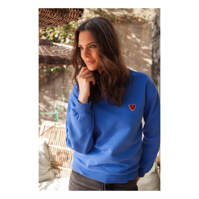 Organic cotton embroidered navy sweatshirt - Women's collection  | Blue