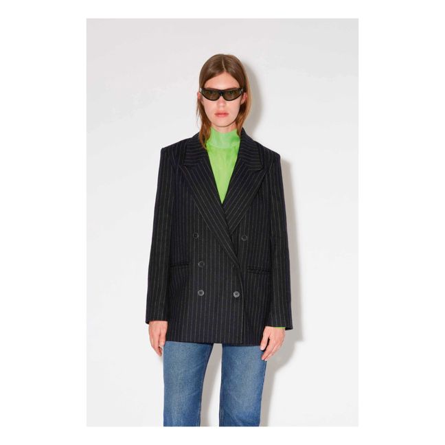 Kiss Savile Row Wool Stripe Jacket | Navy blue