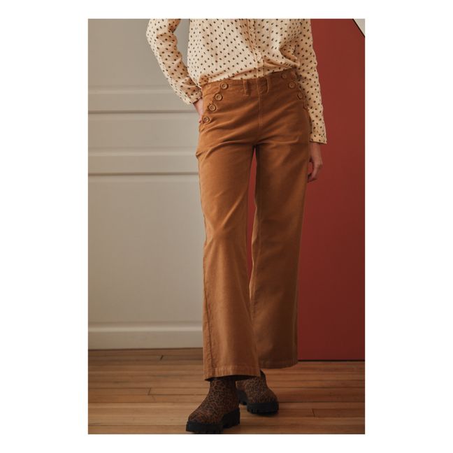 Pantalon femme Josh en velours milleraies stretch Caramel -Curling