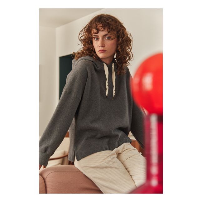 Sweat à Capuche Coton Bio Yazen - Collection Femme  | Gris Jaspeado