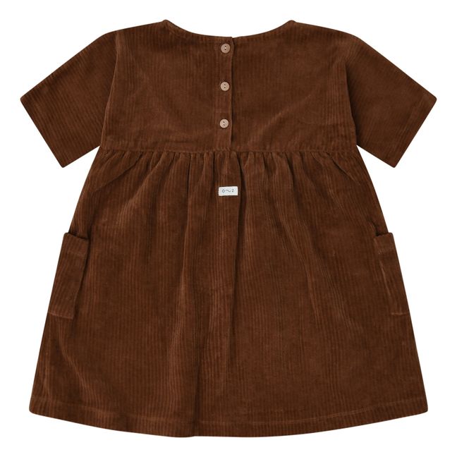 Kleid aus geripptem Samt aus Bio-Baumwolle Gather | Schokoladenbraun