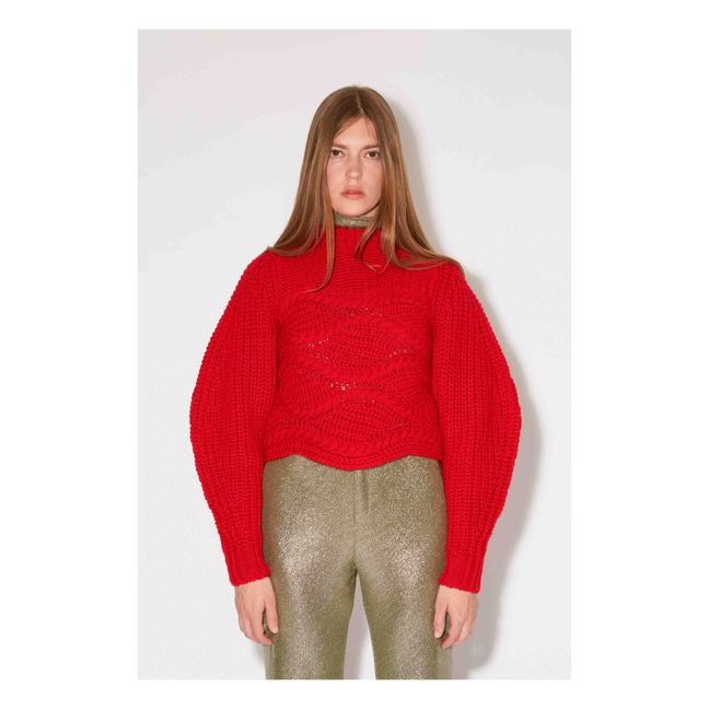 Mejor jersey trenzado de lana virgen | Rojo