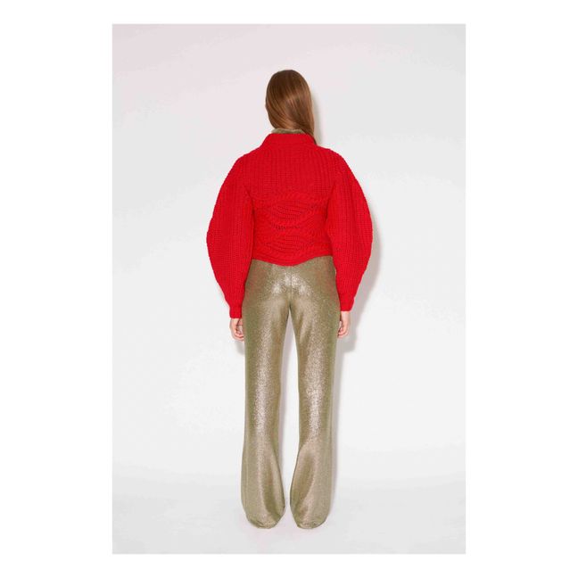 Mejor jersey trenzado de lana virgen | Rojo