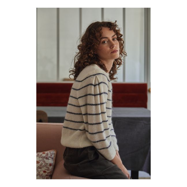 Pull Alpaga Rayé Yeye - Collection Femme  | Ecru