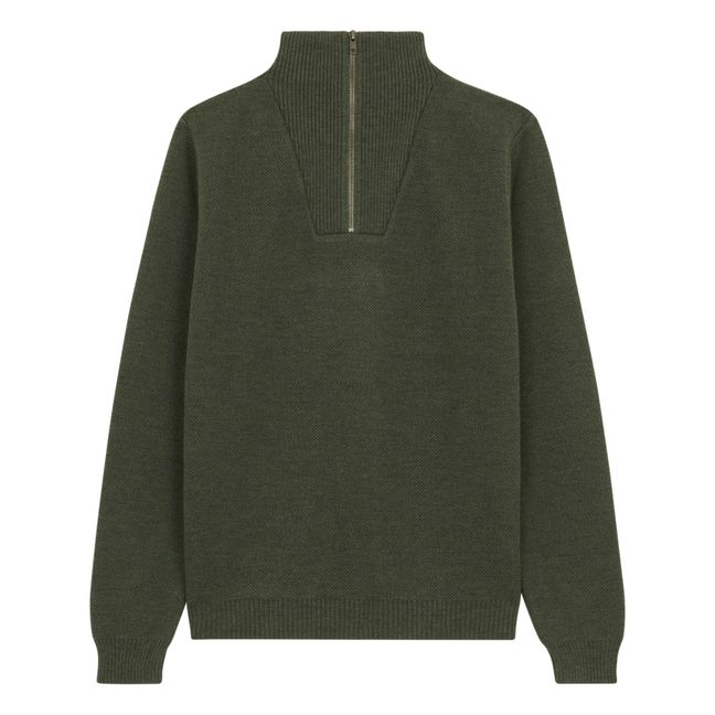 Pull Zippé Youri | Vert kaki