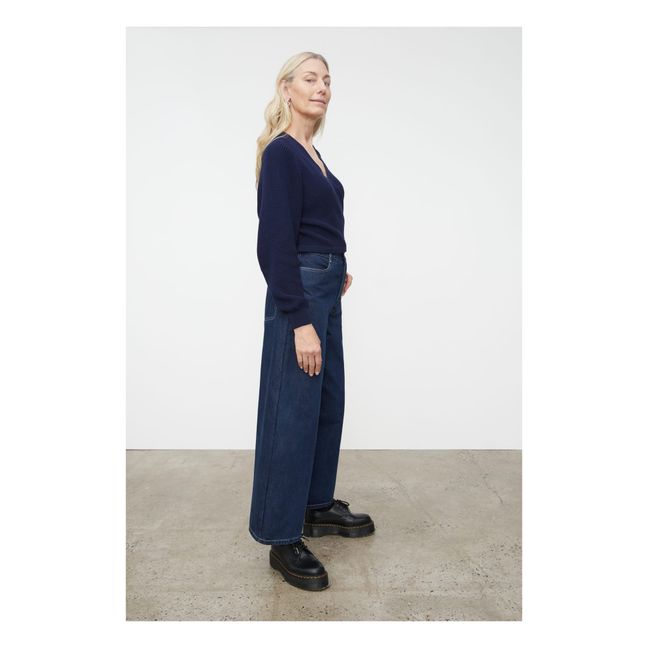 Cardigan Cache-Cœur Composure Coton Bio | Bleu nuit