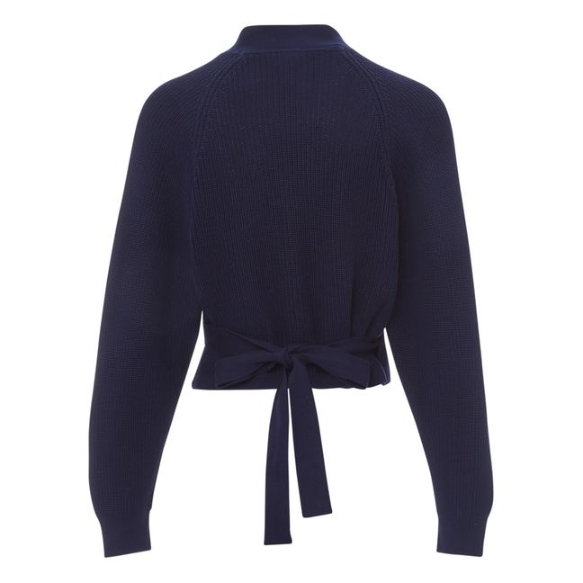 Cardigan Cache-Cœur Composure Coton Bio | Bleu nuit