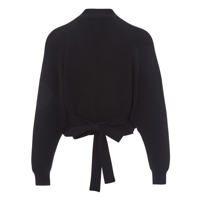 Composure Organic Cotton Double Breasted Cardigan | Black
