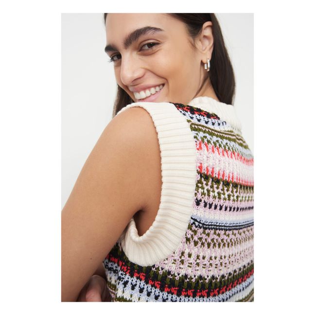 Maglione senza maniche in cotone organico Flowerbed | Ecru