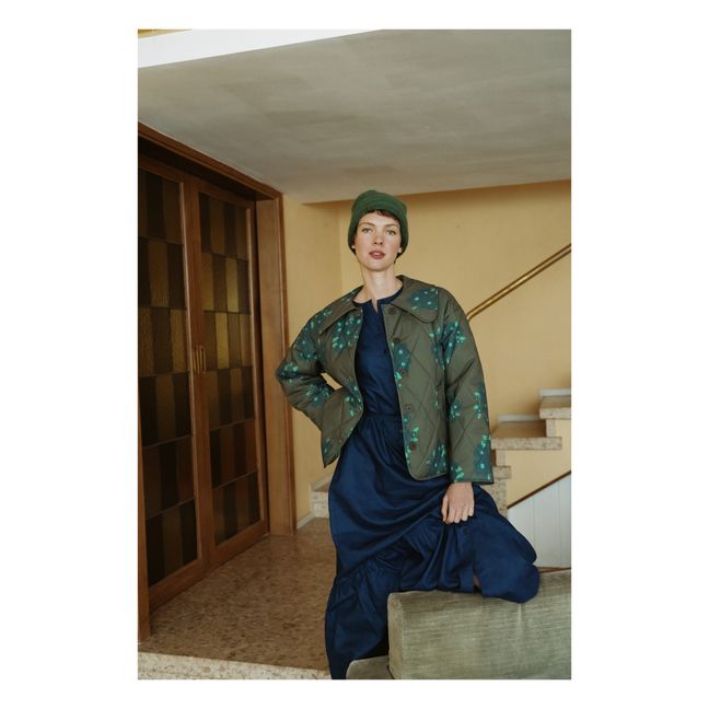 Veste Fleurs Matelassée | Vert kaki
