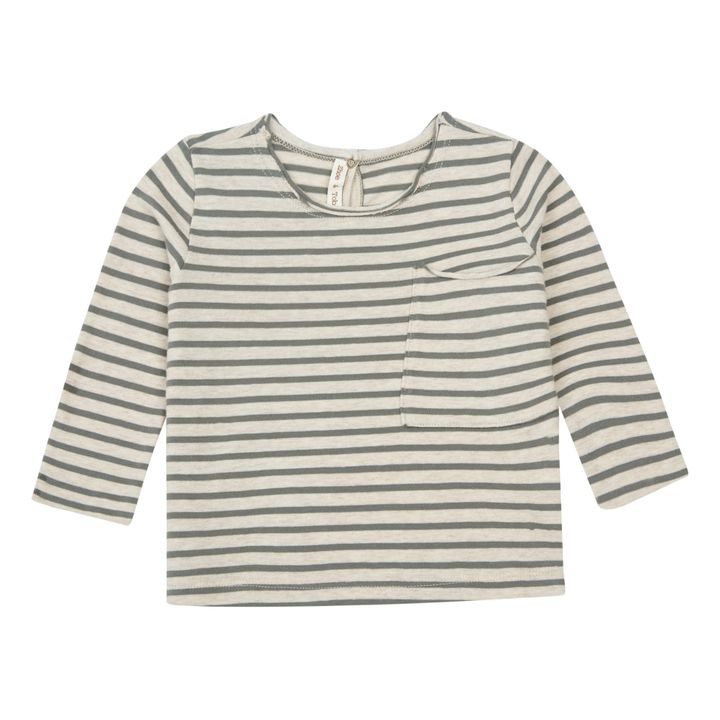 Gestreiftes T-Shirt Tasche | Khaki- Produktbild Nr. 0