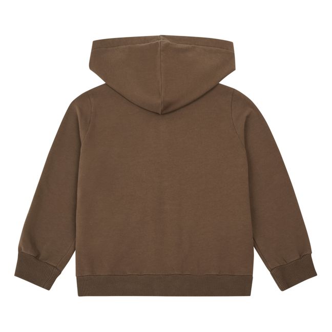 Sweatshirt mit Reißverschluss und Kapuze Taschen aus Samt | Schokoladenbraun