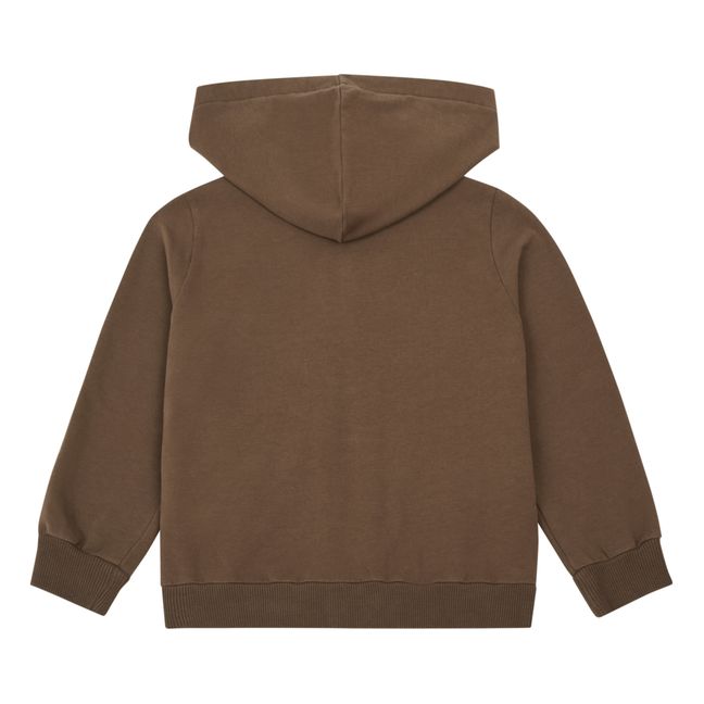 Sweat Zippé à Capuche Poches Velours | Chocolat