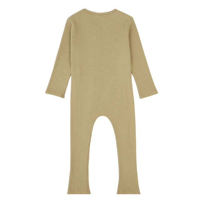 Fußloser Pyjama aus gerippter Bio-Baumwolle | Kamelbraun
