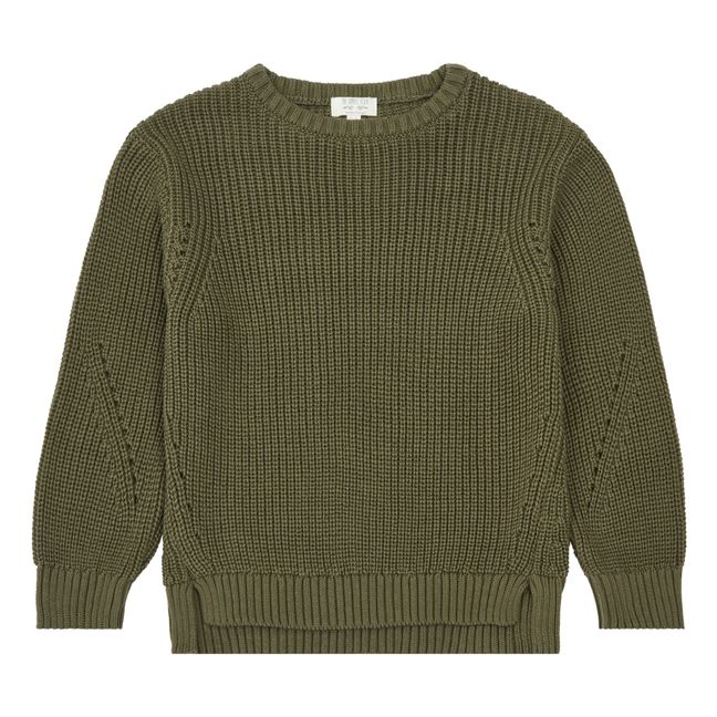 Organic Cotton Knit Sweater | Verde militare