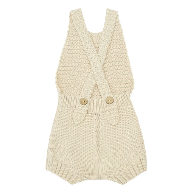 Barboteuse à Bretelles Coton Bio Maille | Beige
