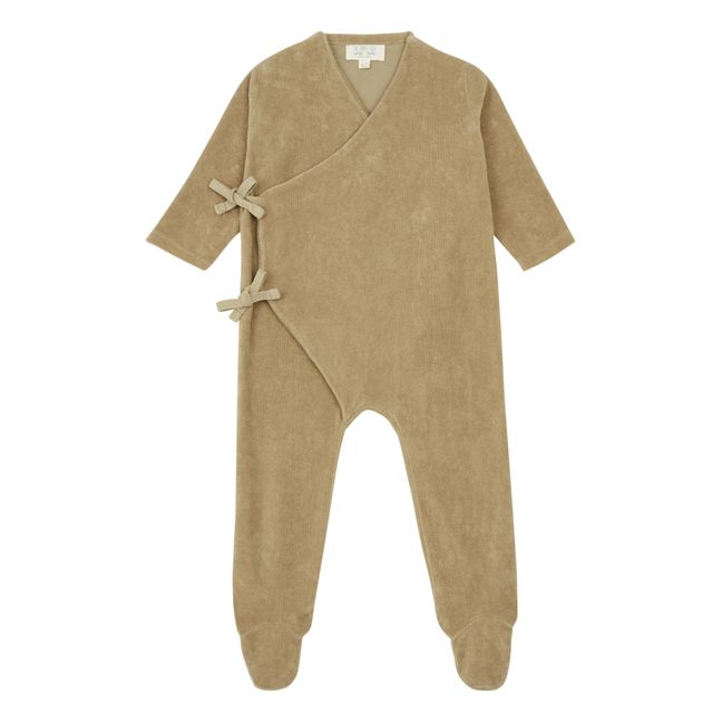 Pyjama Cache-Cœur Coton Bio Eponge | Taupe