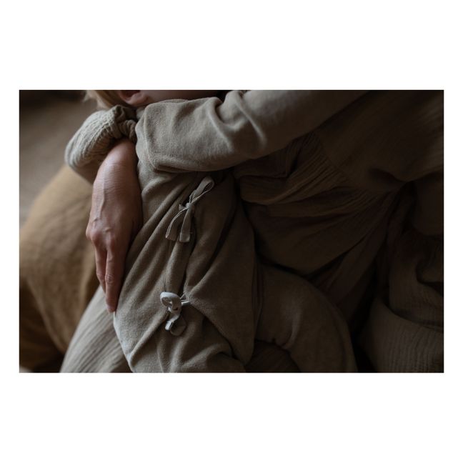 Pyjama Cache-Cœur Coton Bio Eponge | Taupe