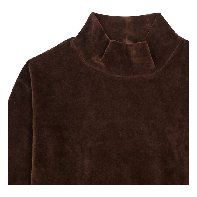 Pullover aus Bio-Baumwolle Velours | Schokoladenbraun