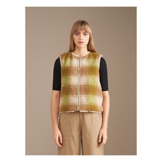 Reversible Sleeveless Jacket Less Carreaux - Women's Collection | Brown