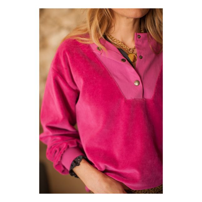 Top Chloé in cotone vellutato con colletto alla Garbadine - Collezione Donna - Sexy | Rosa