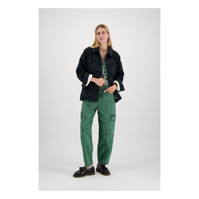 Sobrecamisa Uganda Chaqueta de lana a cuadros | Verde Abeto