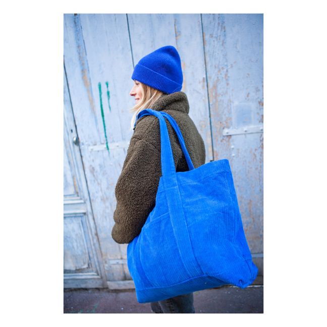 Tote-Bag in Velluto a Costine in Cotone Oslo - Collezione Donna | Blu