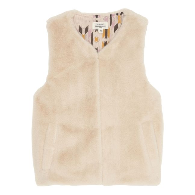 Gilet Sans Manches Façon Fourrure Velu | Naturel