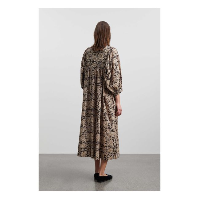 Robe Nadja Fleurie Coton Bio | Marron