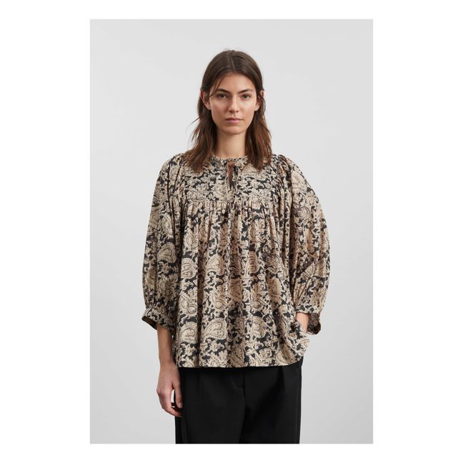 Blouse Mina Fleurie Coton Bio | Marron