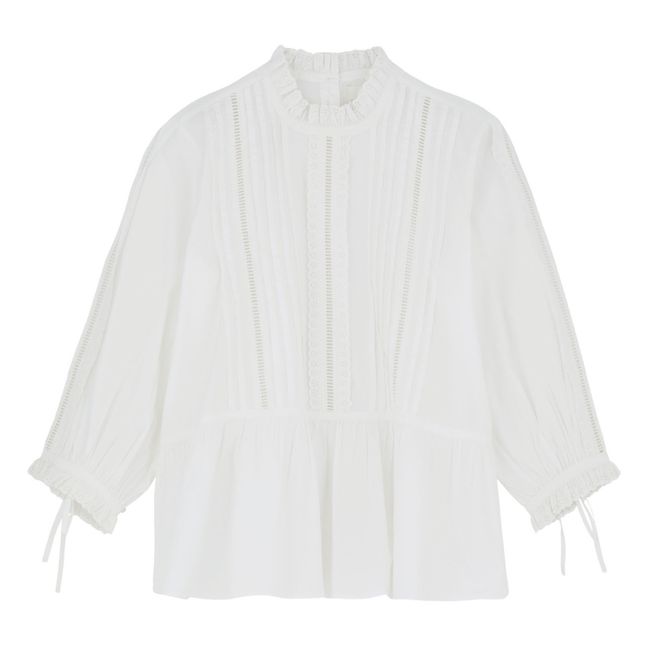 Blusa de algodón orgánico con encaje Primrose | Blanco