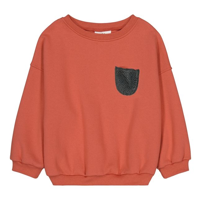 Oversized recycled cotton sweatshirt with pocket | Orange