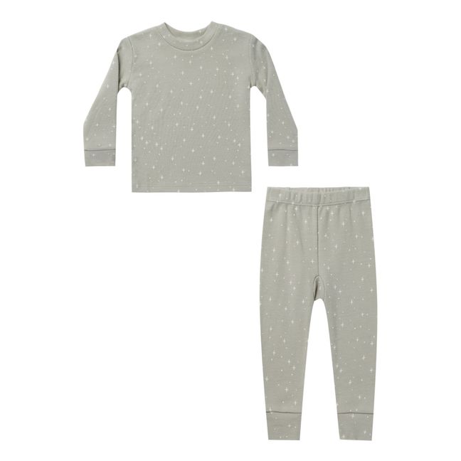 Pyjama Sterne Jersey | Grün-grau