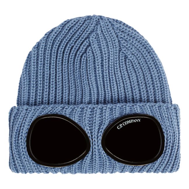 Bonnet Laine Merinos Goggle Beanie | Bleu