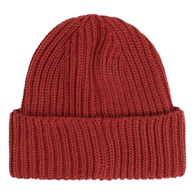 Mütze Merino Wolle Goggle Beanie | Rot