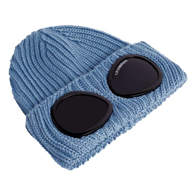 Mütze Merino Wolle Goggle Beanie | Blau
