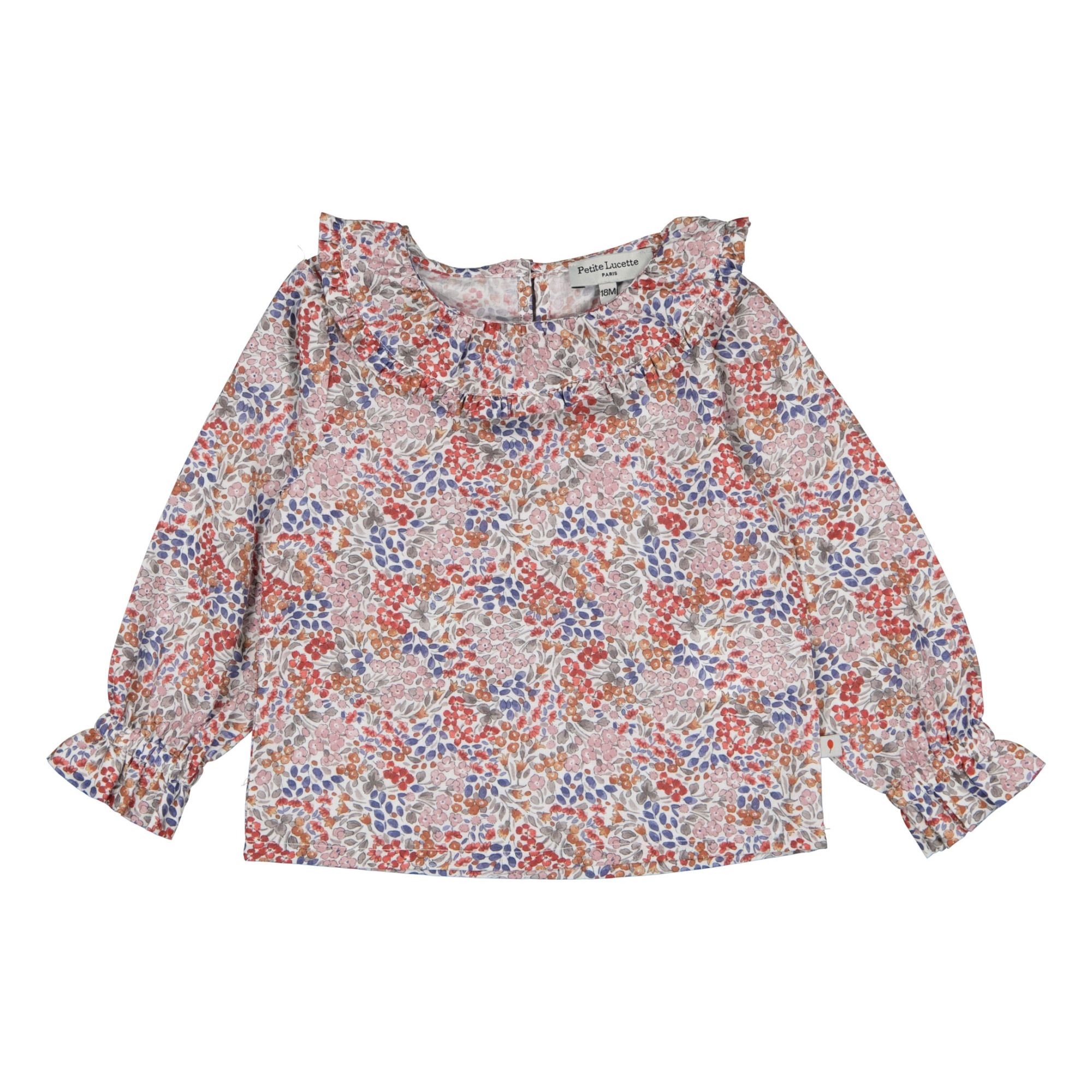 Petite Lucette Blouse Coton Bio Fleurie Ambre | Rosa