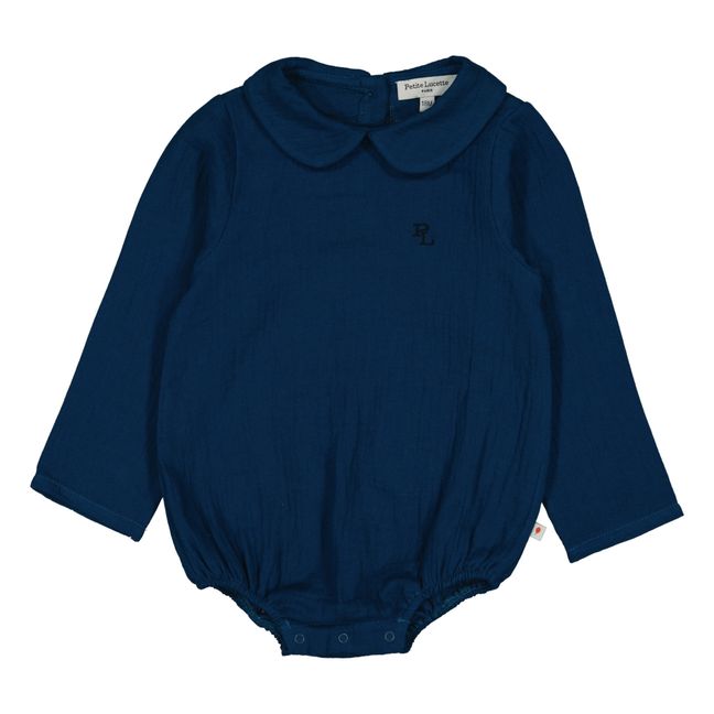 Tutina in garza di cotone organico Forest | Blu