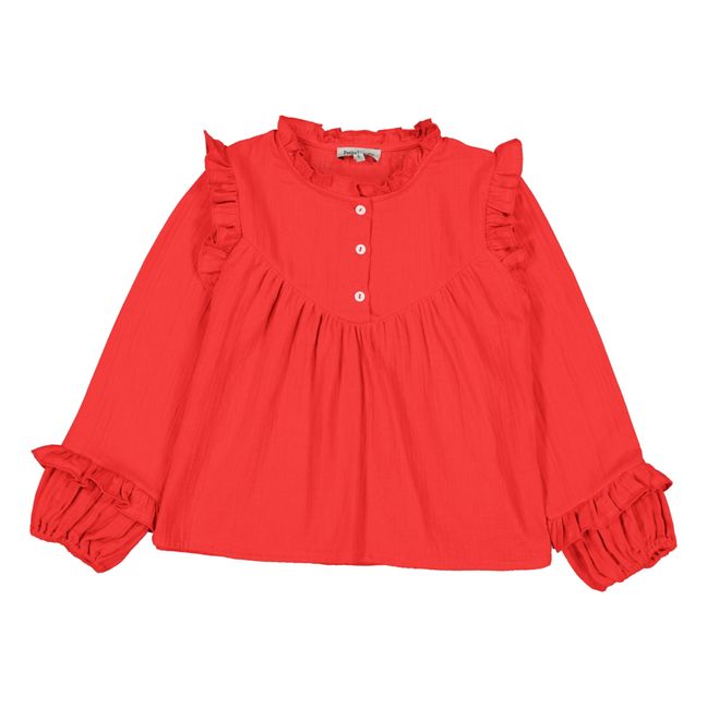 Blusa de gasa de algodón ecológico Rosa | Rojo Frambuesa