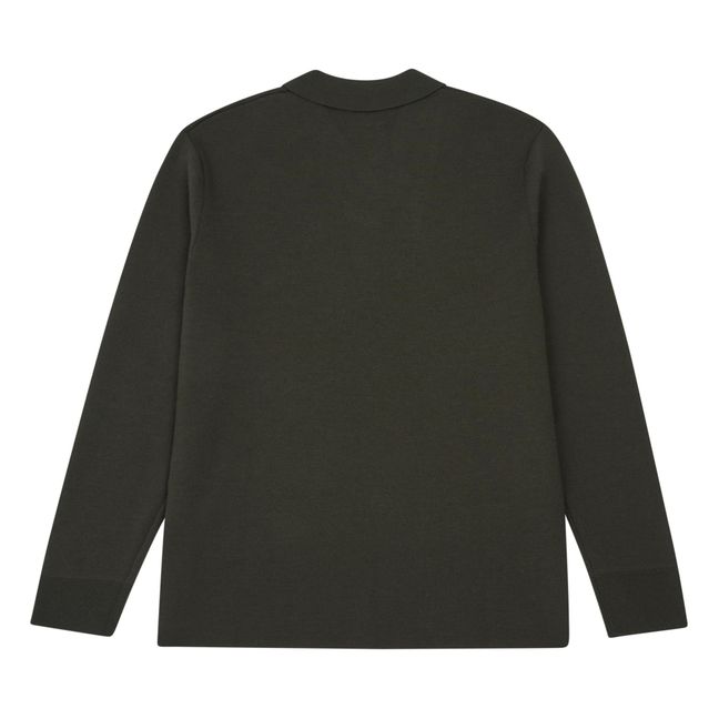 Harald Long Sleeve Polo 6530 Wool | Dark khaki
